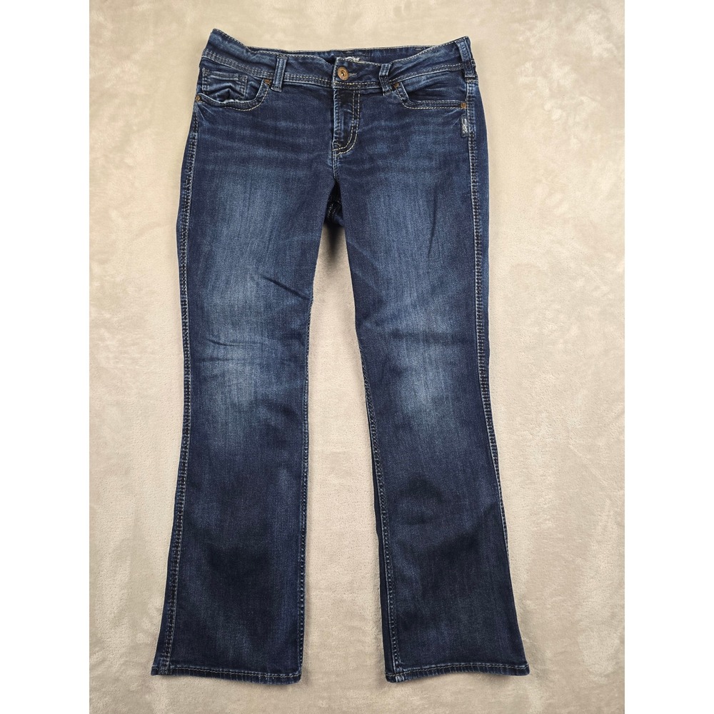 Silver Jeans Suki Slim Bootcut Women 34x31 Blue Denim Stretch Boho